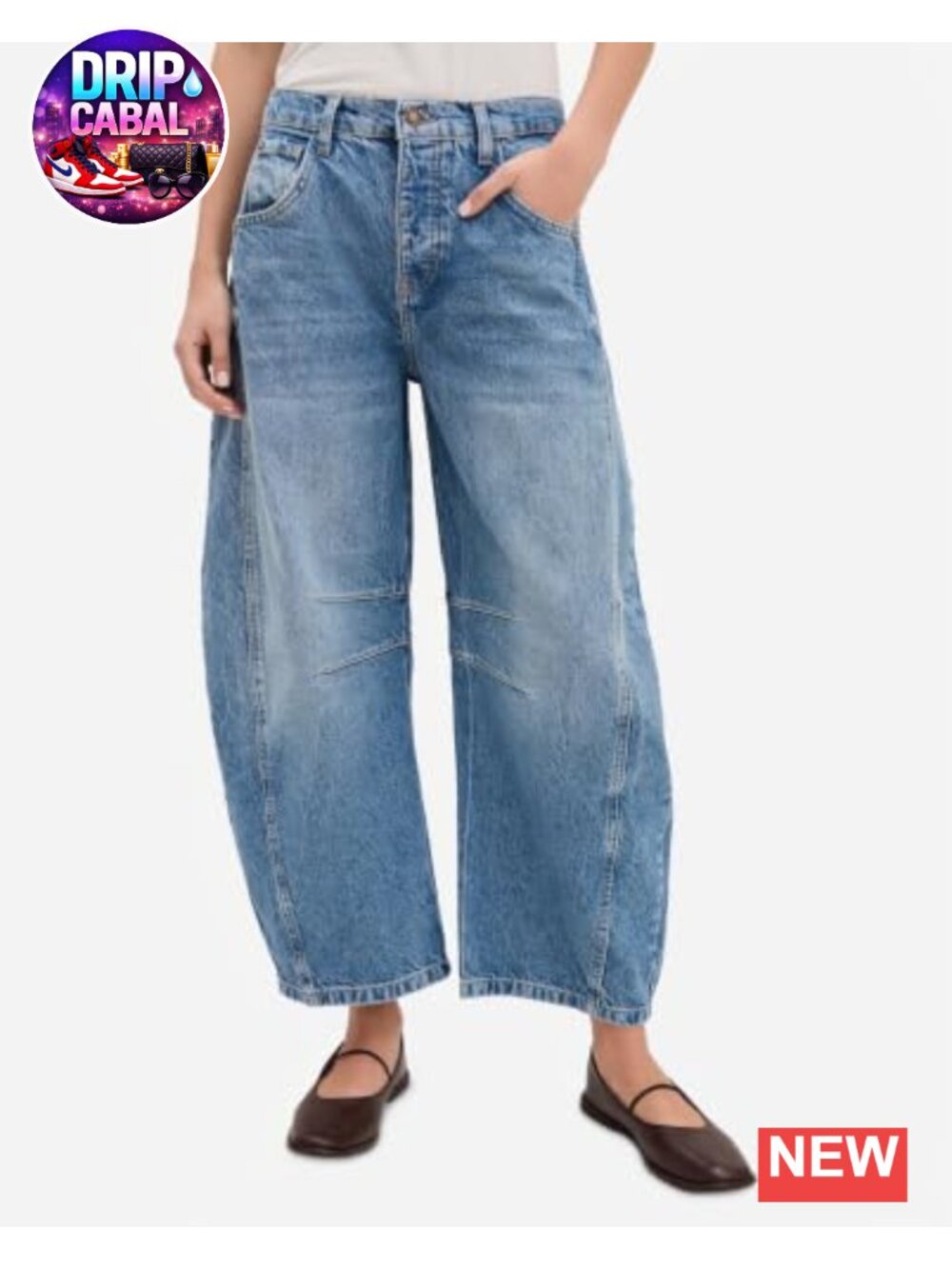 Free People Good Luck Mid-Rise Barrel Jeans Relaxed Fit Cotton Lyocell